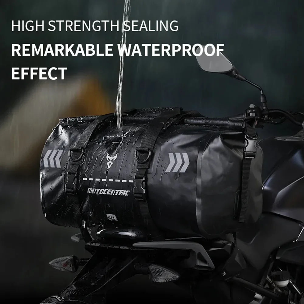 Motorcycle Tail Bag 46L Helmet Bag Waterproof Rear Seat Bag Rescue Bag Dry Duffel Bag Luggage Rear Rack Trunk Bag Storage Bag
