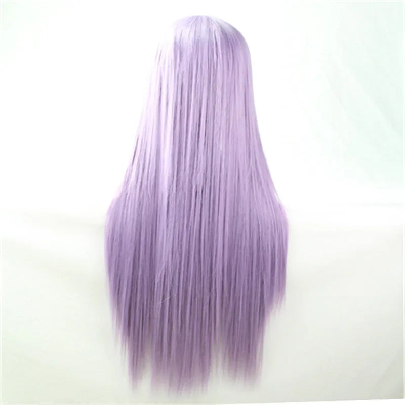 Synthetic Hair Wigs for Women Cosplay Wig 80 Cm Straight Long Light Purple Wig with Bangs Pink Red Blue Blonde Brown Black Green