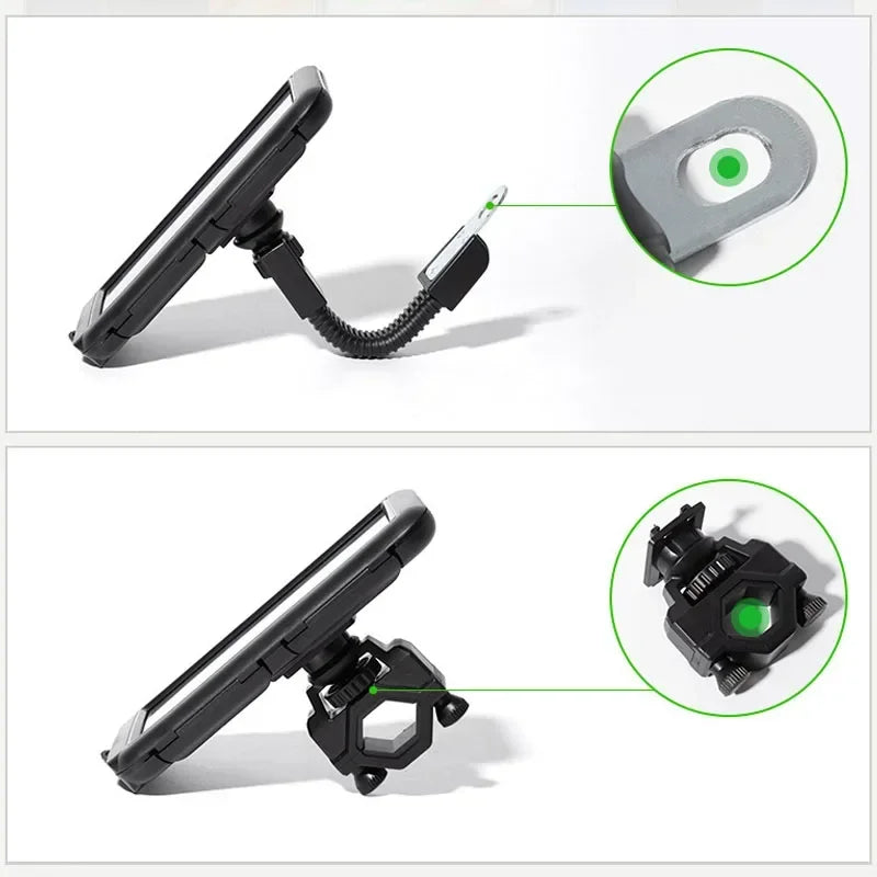 Motorcycle Phone Holder and Waterproof Case for Handlebar Mounting