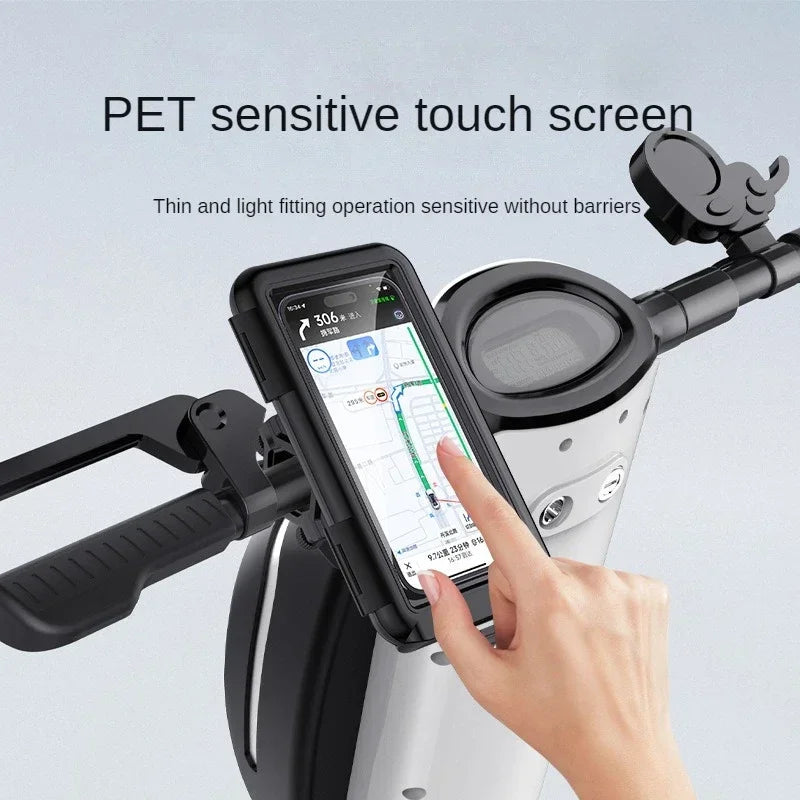 Motorcycle Phone Holder and Waterproof Case for Handlebar Mounting