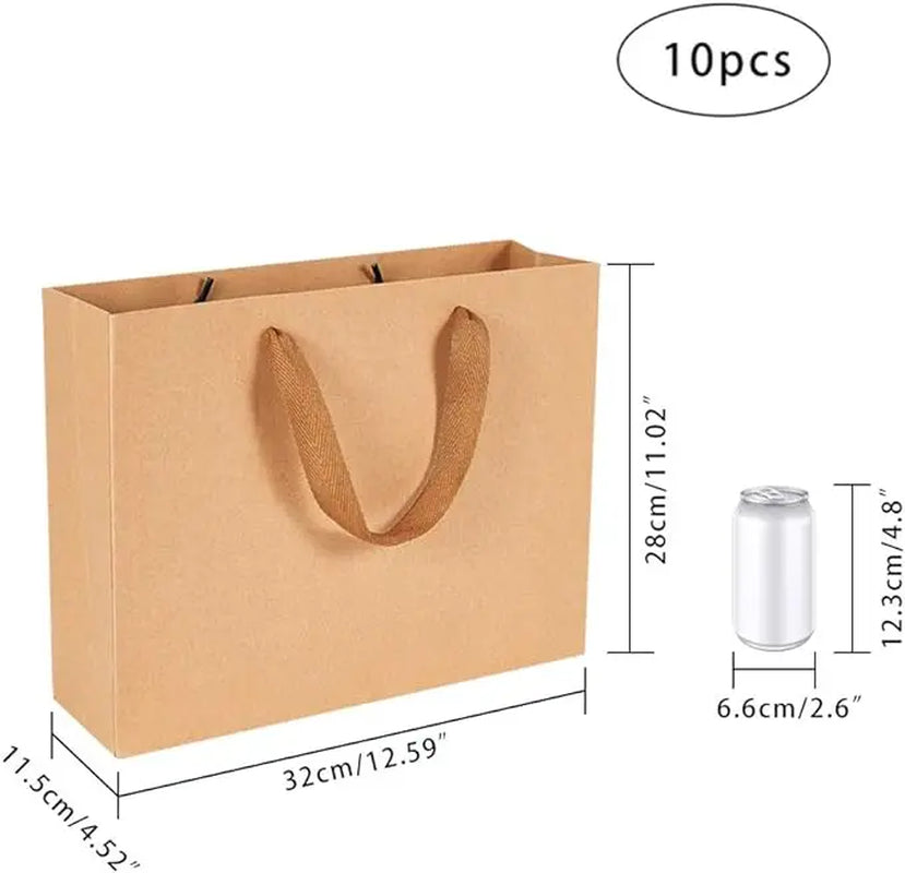 10 Pack Kraft Paper Shopping Bags 7 X 8.6 X 4.3" Paper Bags with Handles Gift Bags Party Bags Retail Handle Bags