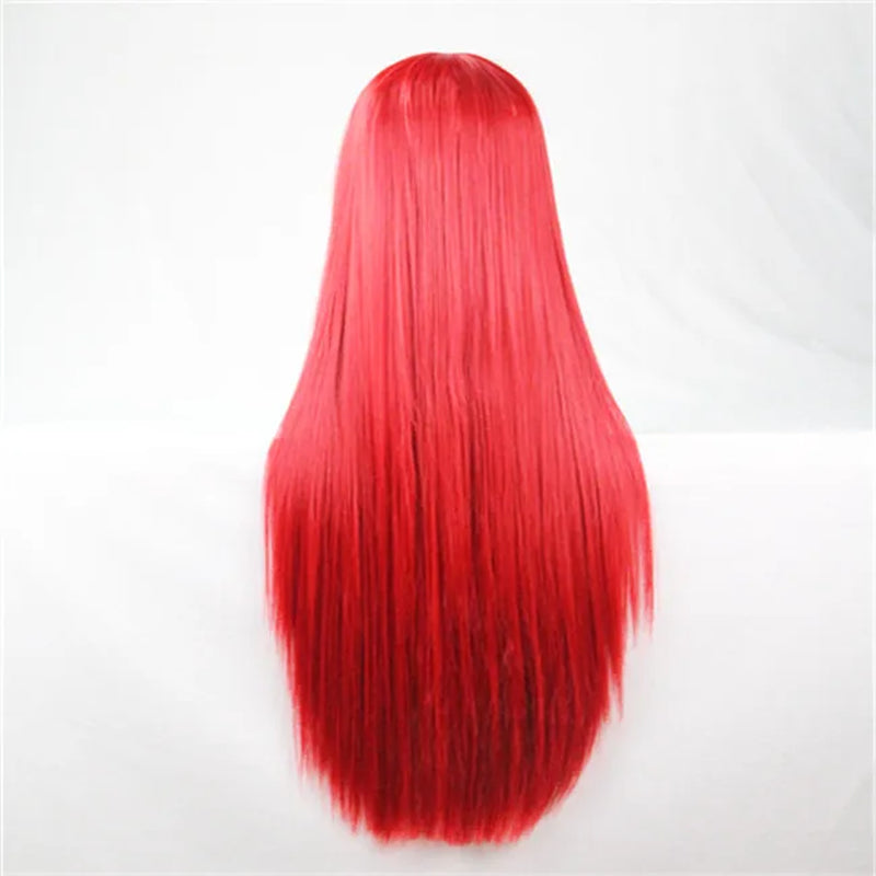 Synthetic Hair Wigs for Women Cosplay Wig 80 Cm Straight Long Light Purple Wig with Bangs Pink Red Blue Blonde Brown Black Green