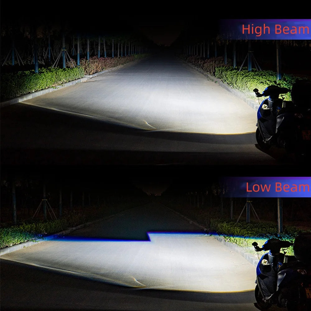Motorcycle LED Fog Spotlights and Auxiliary Headlights with Electric Projector Lenses
