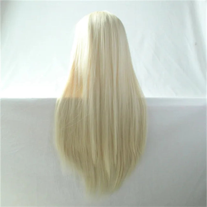 Synthetic Hair Wigs for Women Cosplay Wig 80 Cm Straight Long Light Purple Wig with Bangs Pink Red Blue Blonde Brown Black Green