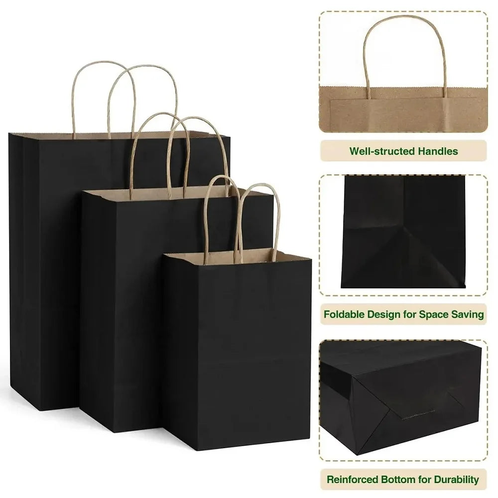 20PCS Kraft Paper Bags with Handles Party Gift Paper Bags for Small Business Shopping Bags Party Bags, Favor Bags