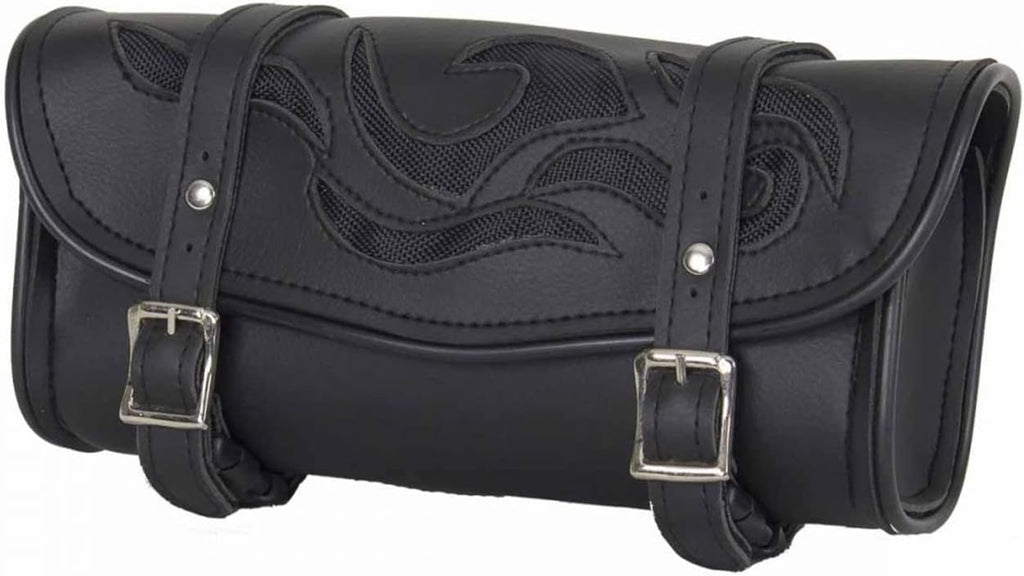 Motorcycle Tool Bag Leather Motorcycle Handlebar Bag Universal Motorcycle Fork Bag Saddlebags Sissy Bar Storage Tool Bag for Motorcycle