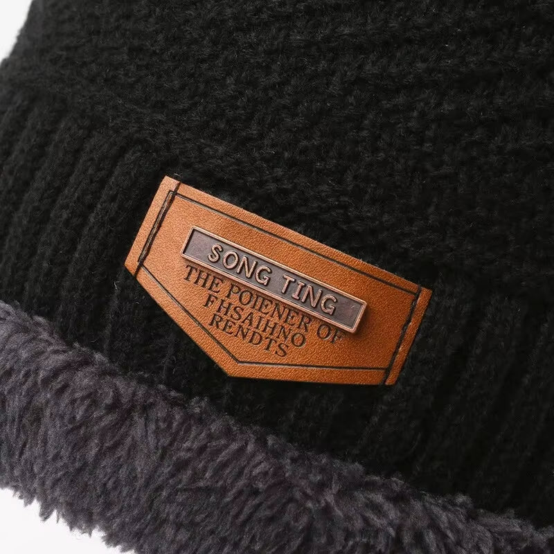 Men'S Windproof Hat, Outdoor Winter Scarf, Gloves, Three-Piece Neckline, One plus Cashmere Insulated Knit Hat Official Website