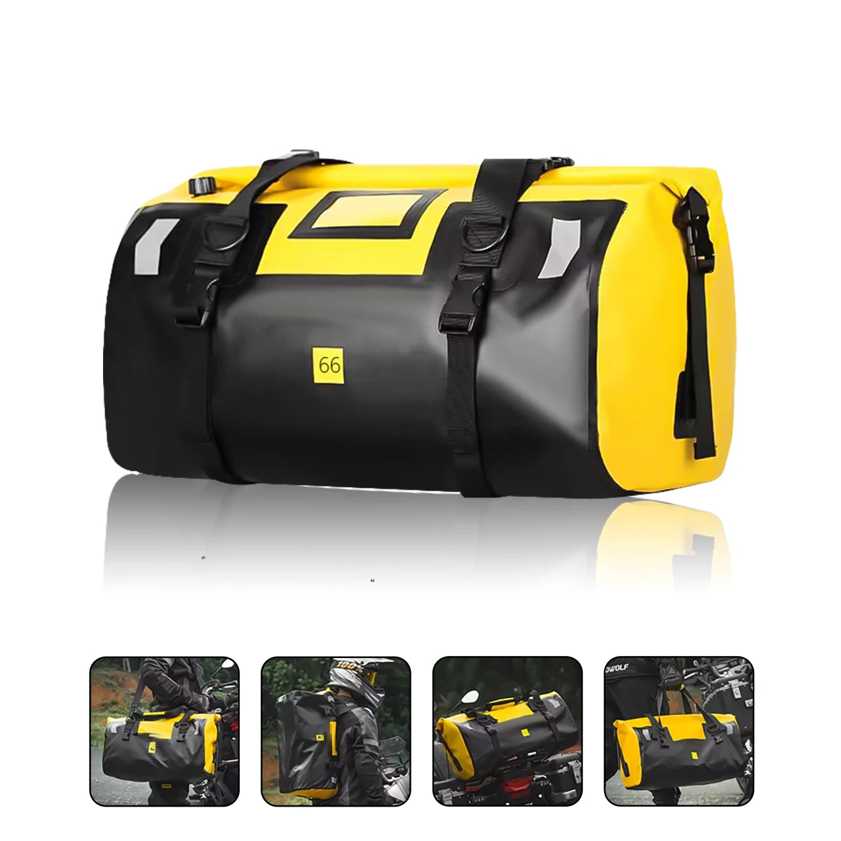 Motorcycle Tail Bag 46L Helmet Bag Waterproof Rear Seat Bag Rescue Bag Dry Duffel Bag Luggage Rear Rack Trunk Bag Storage Bag