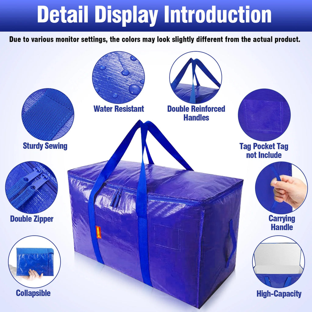 Large Moving Bags with Zippers Andhandles, Heavy Duty Storage Bags,College Move in Bags, Storage Bags