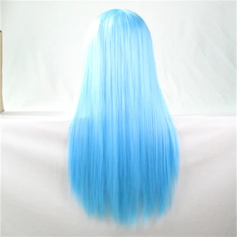 Synthetic Hair Wigs for Women Cosplay Wig 80 Cm Straight Long Light Purple Wig with Bangs Pink Red Blue Blonde Brown Black Green