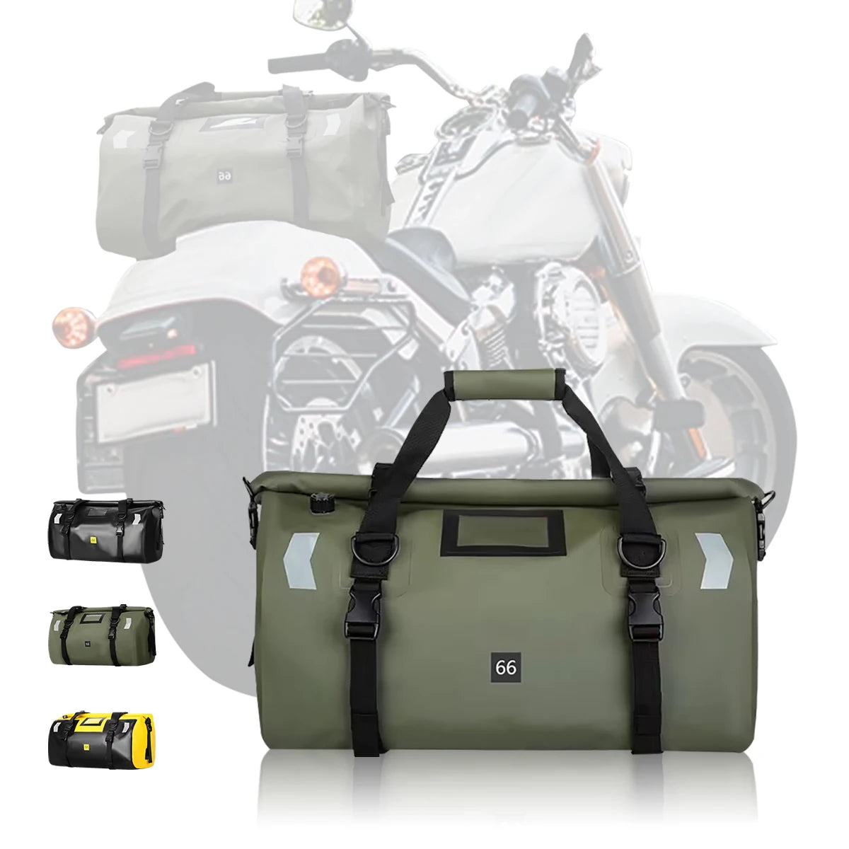 Motorcycle Tail Bag 46L Helmet Bag Waterproof Rear Seat Bag Rescue Bag Dry Duffel Bag Luggage Rear Rack Trunk Bag Storage Bag