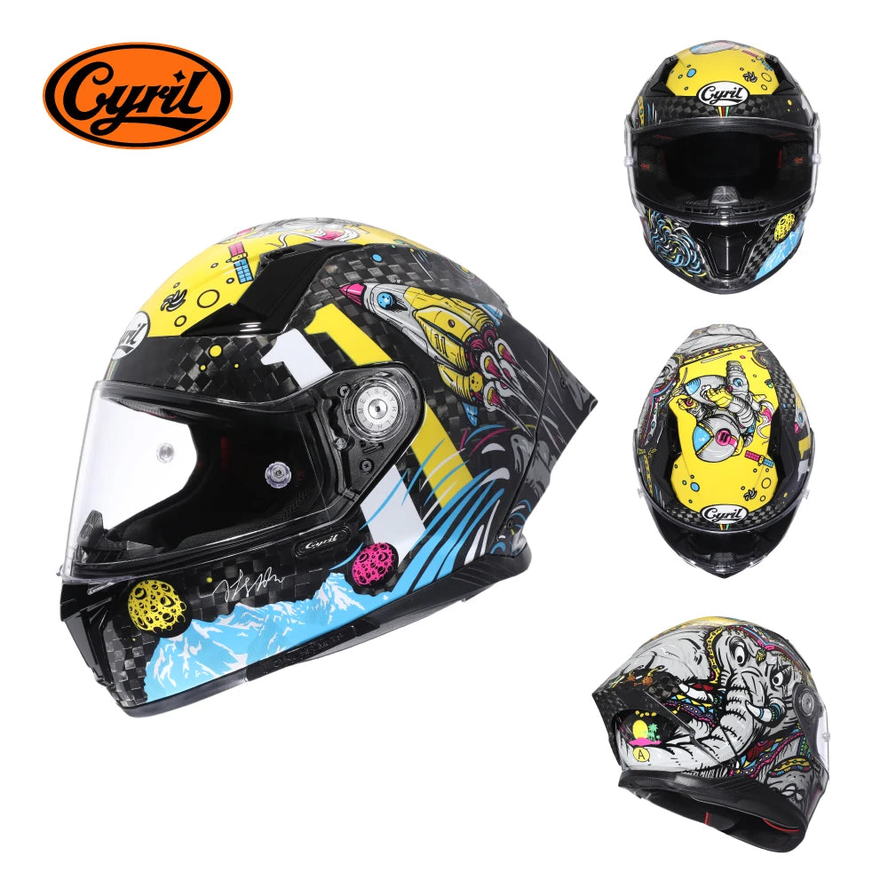 Unisex Lightweight Carbon Fiber Kevlar Full Face Motorcycle Street Bike Helmets Racing Helmet DOT ECE Approved  Casque Moto