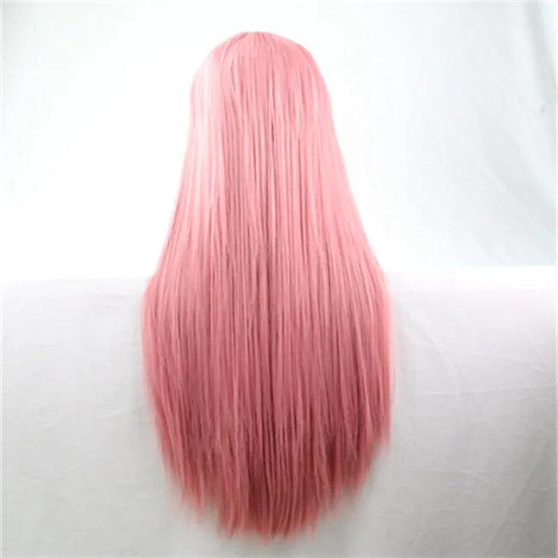 Synthetic Hair Wigs for Women Cosplay Wig 80 Cm Straight Long Light Purple Wig with Bangs Pink Red Blue Blonde Brown Black Green