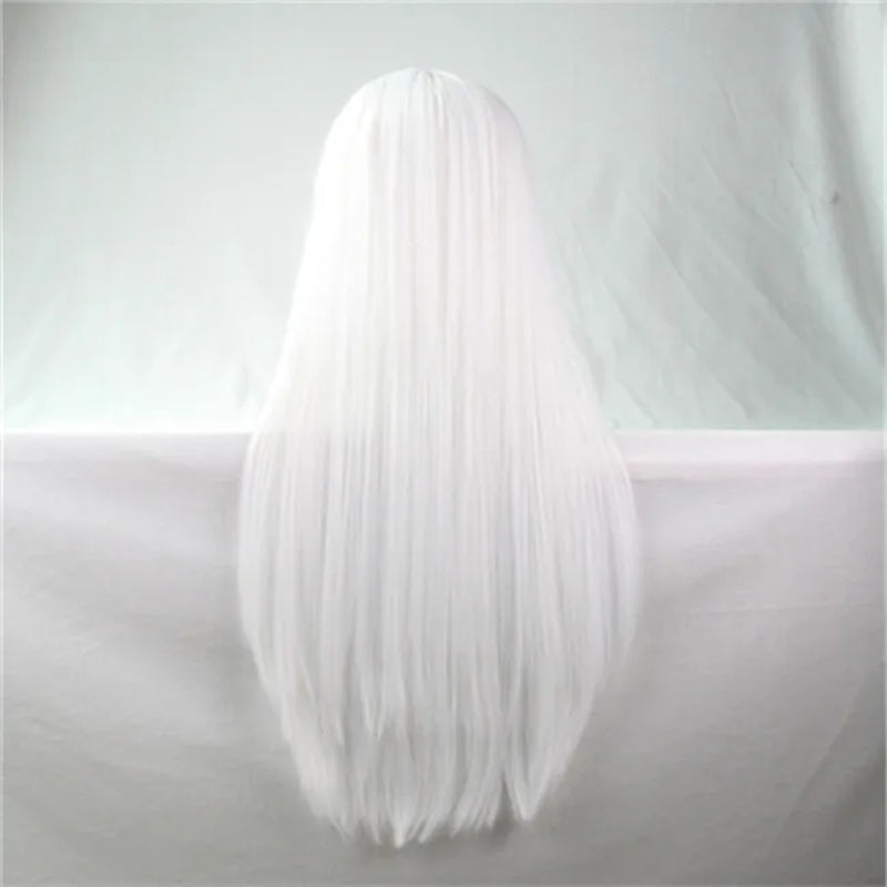 Synthetic Hair Wigs for Women Cosplay Wig 80 Cm Straight Long Light Purple Wig with Bangs Pink Red Blue Blonde Brown Black Green
