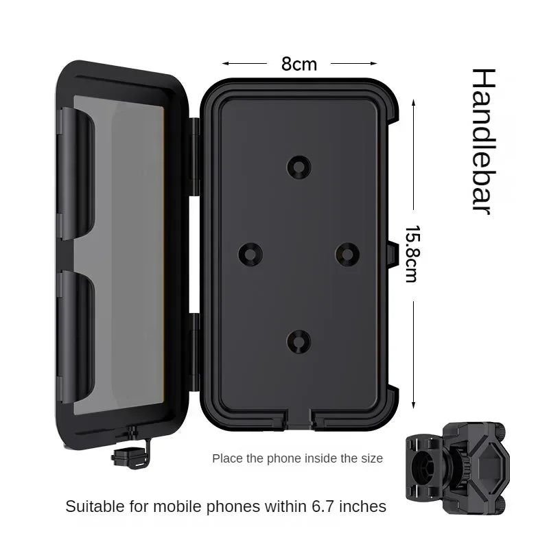 Motorcycle Phone Holder and Waterproof Case for Handlebar Mounting