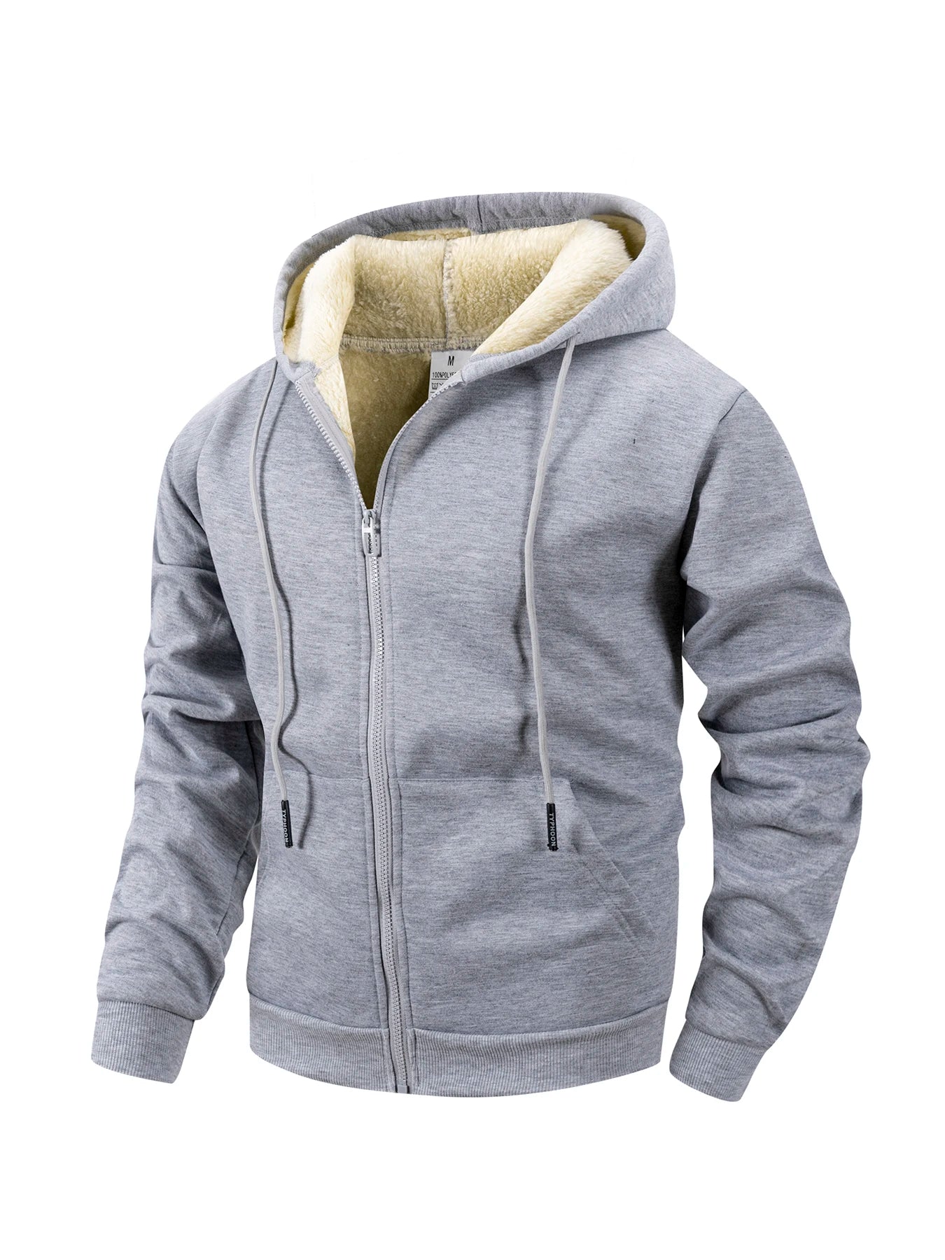 Winter Men'S Zipper Jacket Fleece Warm Windproof Hoodies Heavyweight Cardigan Casual Sports Long Sleeve Sweatshirts Hooded Coat
