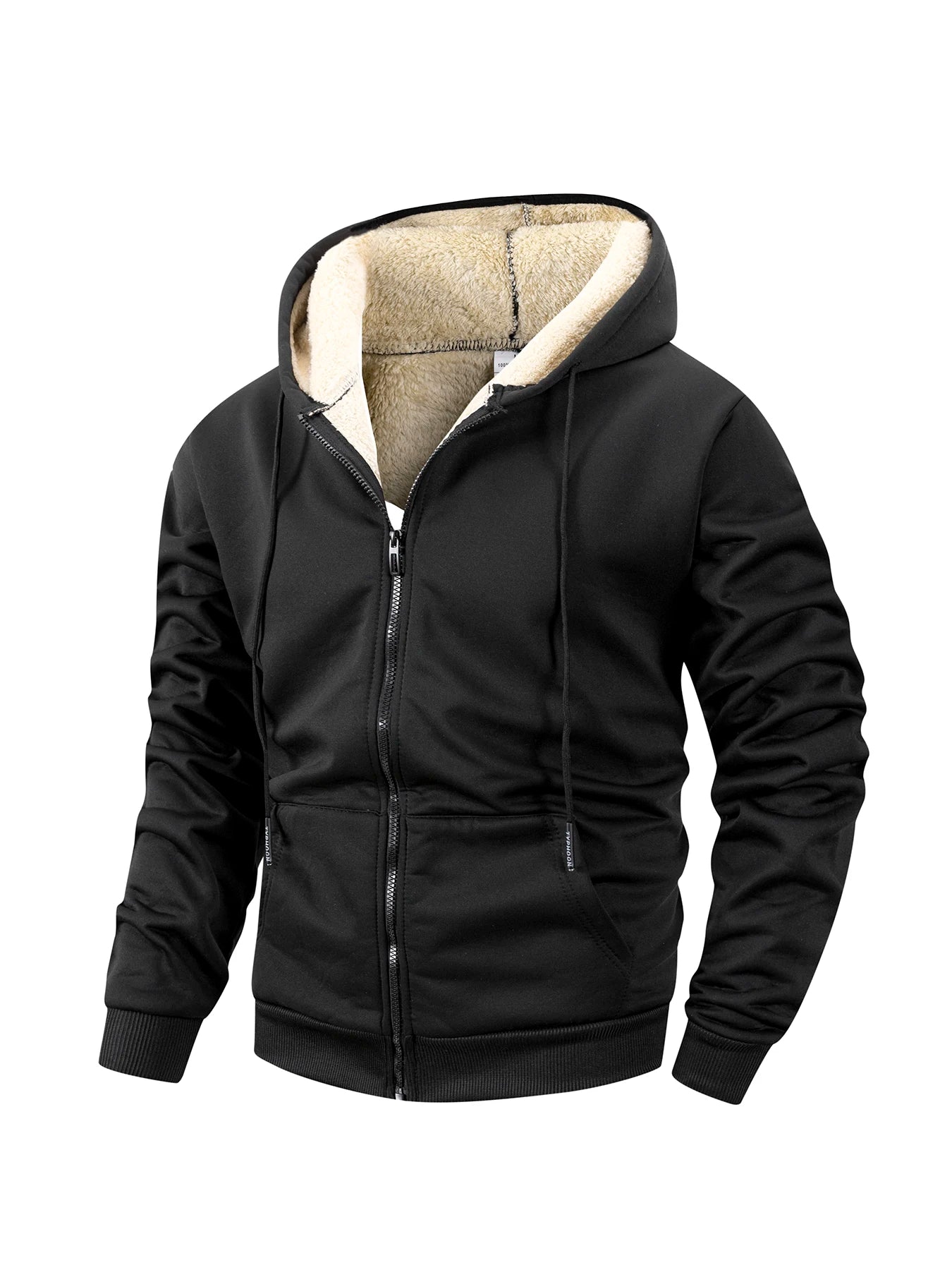 Winter Men'S Zipper Jacket Fleece Warm Windproof Hoodies Heavyweight Cardigan Casual Sports Long Sleeve Sweatshirts Hooded Coat
