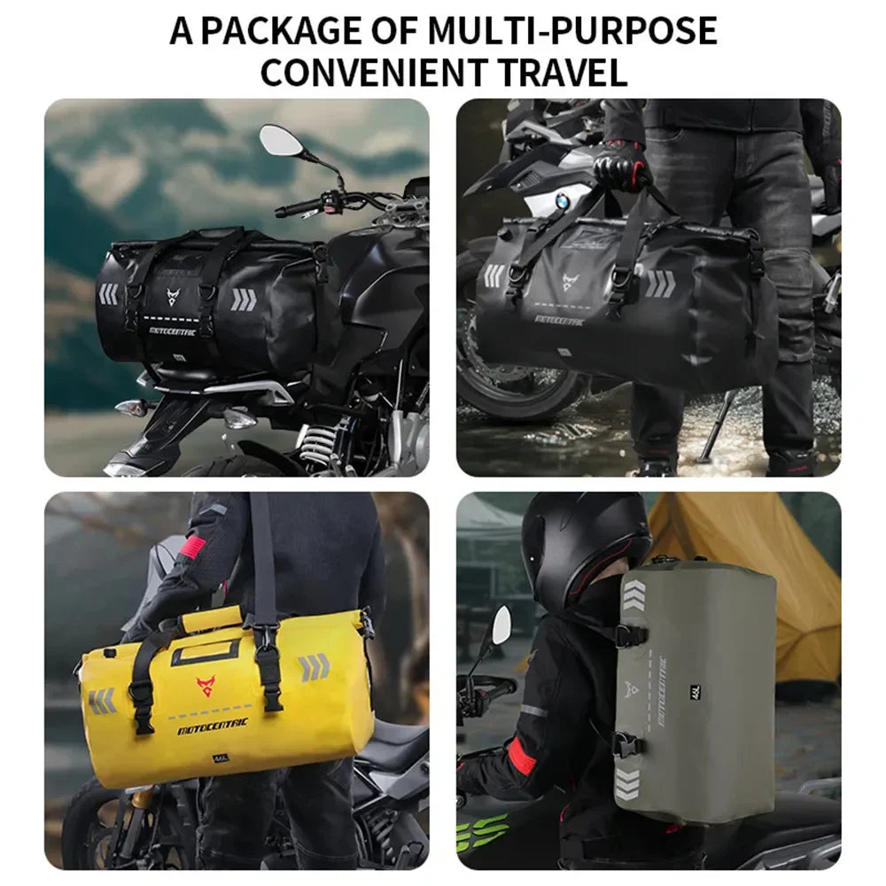 Motorcycle Tail Bag 46L Helmet Bag Waterproof Rear Seat Bag Rescue Bag Dry Duffel Bag Luggage Rear Rack Trunk Bag Storage Bag