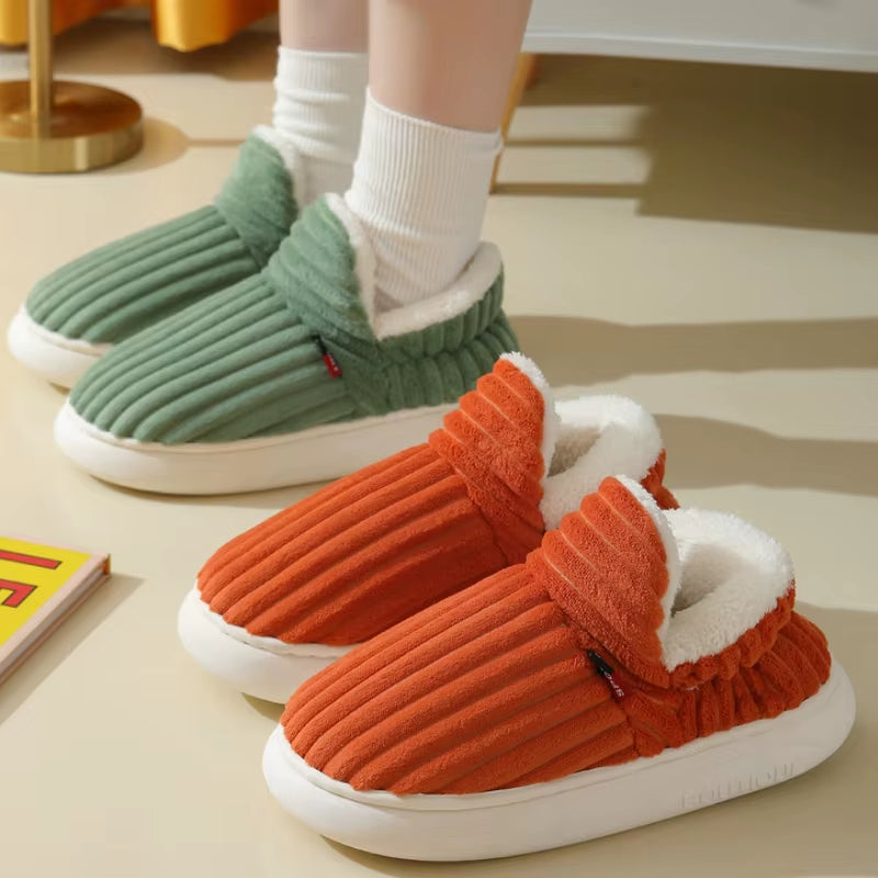 Soft Sole Slippers for Women Winter Fashion Women Fur Slippers Fuzzy Plush Men Slippers Warm Furry Women Cotton Shoes